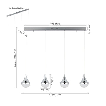 Elyse Teardrop Modern Mid-Century Iron/Acrylic Integrated Linear LED Pendant
